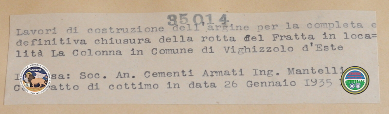 1935 01 26 Vighizzolo d&#039;Este ARGINE CHIUSURA FRATTA LA COLONNA  id_35014 2a retro
